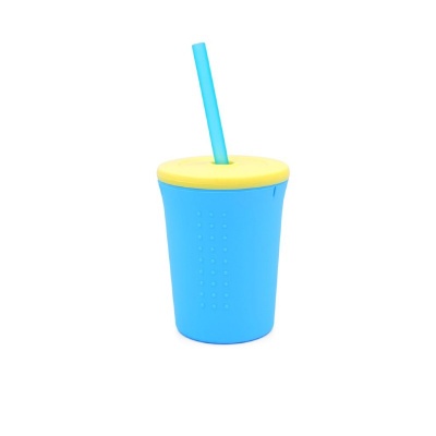 GoSili Silicone Sea Blue/Yellow Large Straw Cup